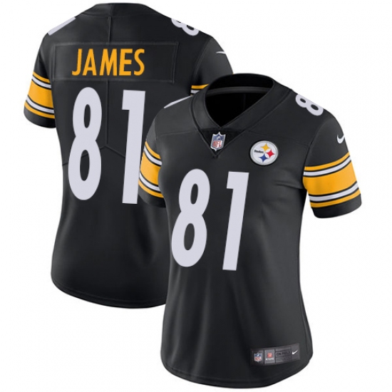 Women's Nike Pittsburgh Steelers 81 Jesse James Black Team Color Vapor Untouchable Limited Player NFL Jersey