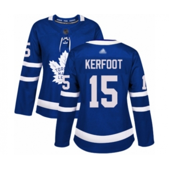Women's Toronto Maple Leafs 15 Alexander Kerfoot Authentic Royal Blue Home Hockey Jersey