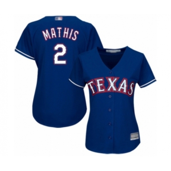 Women's Texas Rangers 2 Jeff Mathis Authentic Royal Blue Alternate 2 Cool Base Baseball Player Jersey