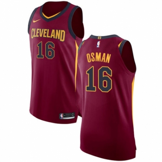 Men's Nike Cleveland Cavaliers 16 Cedi Osman Authentic Maroon NBA Jersey - Icon Edition