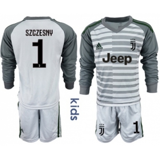Juventus 1 Szczesny Grey Goalkeeper Long Sleeves Kid Soccer Club Jersey