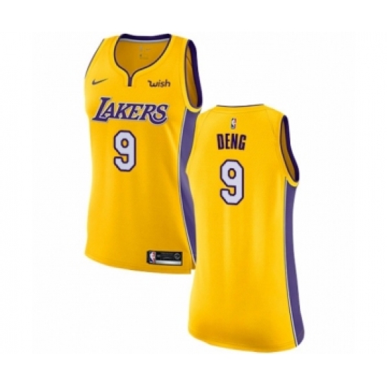 Women's Los Angeles Lakers 9 Luol Deng Authentic Gold Home Basketball Jersey - Icon Edition