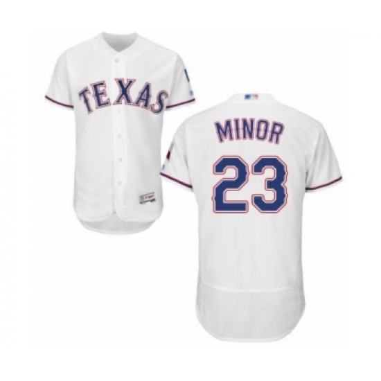 Men's Texas Rangers 23 Mike Minor White Home Flex Base Authentic Collection Baseball Jersey