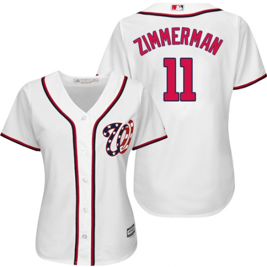 Women's Majestic Washington Nationals 11 Ryan Zimmerman Authentic White Home Cool Base MLB Jersey