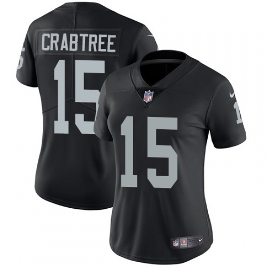 Women's Nike Oakland Raiders 15 Michael Crabtree Elite Black Team Color NFL Jersey
