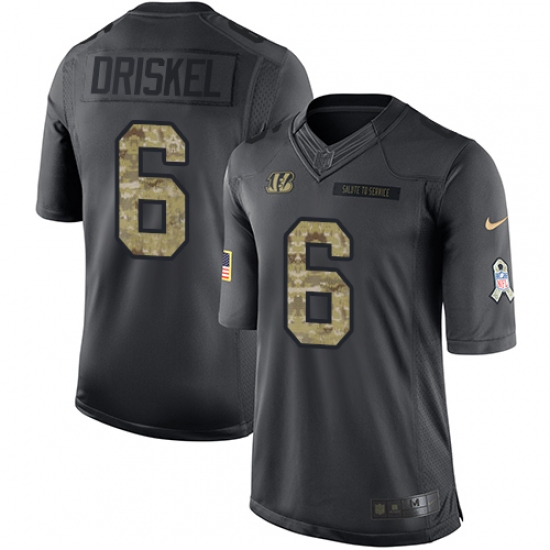 Youth Nike Cincinnati Bengals 6 Jeff Driskel Limited Black 2016 Salute to Service NFL Jersey
