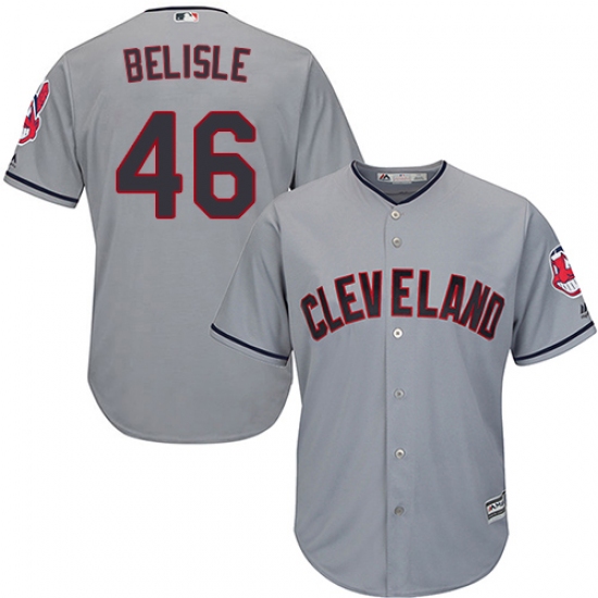Men's Majestic Cleveland Indians 46 Matt Belisle Replica Grey Road Cool Base MLB Jersey