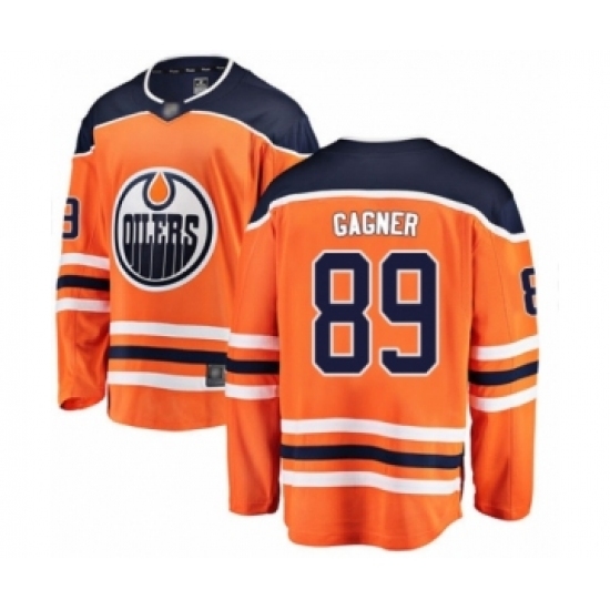 Men's Edmonton Oilers 89 Sam Gagner Authentic Orange Home Fanatics Branded Breakaway Hockey Jersey