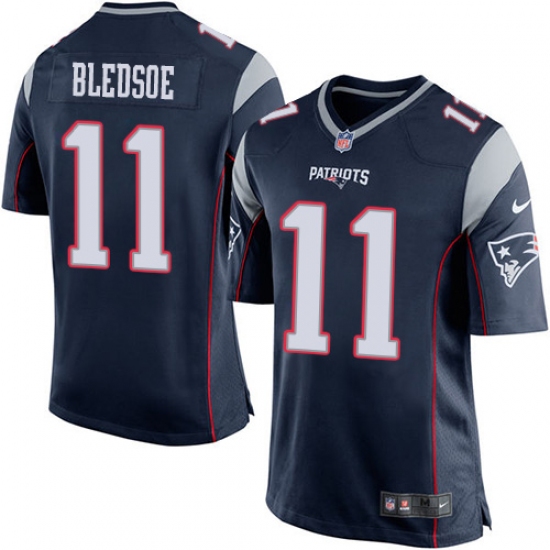 Men's Nike New England Patriots 11 Drew Bledsoe Game Navy Blue Team Color NFL Jersey