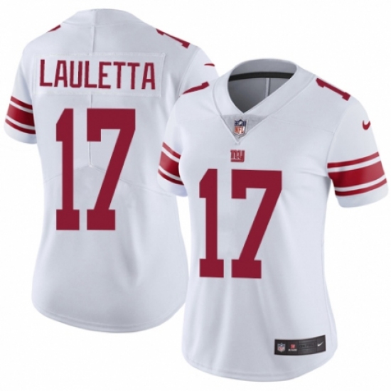 Women's Nike New York Giants 17 Kyle Lauletta White Vapor Untouchable Limited Player NFL Jersey