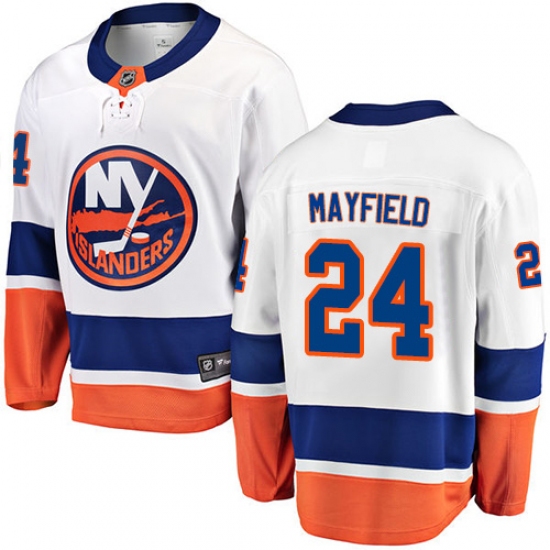 Men's New York Islanders 24 Scott Mayfield Fanatics Branded White Away Breakaway NHL Jersey