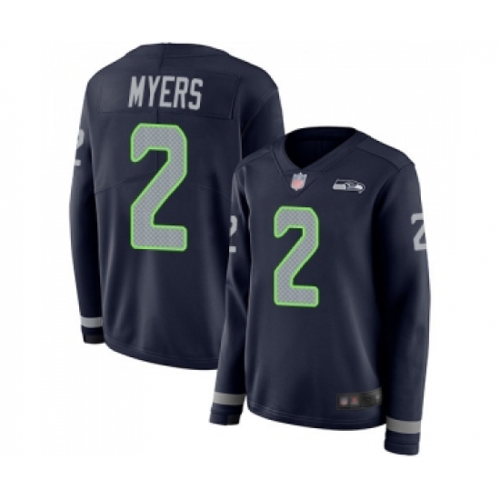 Women's Seattle Seahawks 2 Jason Myers Limited Navy Blue Therma Long Sleeve Football Jersey