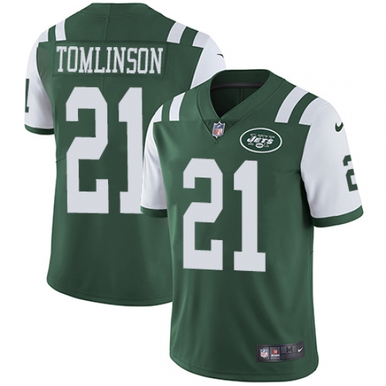 Men's Nike New York Jets 21 LaDainian Tomlinson Green Team Color Vapor Untouchable Limited Player NFL Jersey