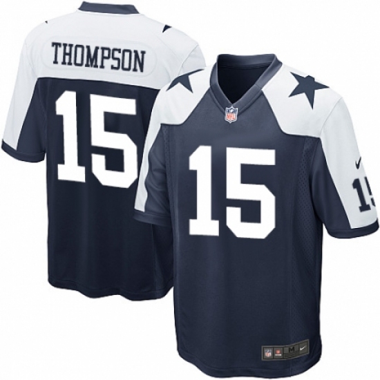 Men's Nike Dallas Cowboys 15 Deonte Thompson Game Navy Blue Throwback Alternate NFL Jersey