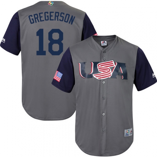 Men's USA Baseball Majestic 18 Luke Gregerson Gray 2017 World Baseball Classic Replica Team Jersey