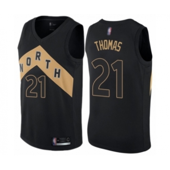 Men's Toronto Raptors 21 Matt Thomas Authentic Black Basketball Jersey - City Edition