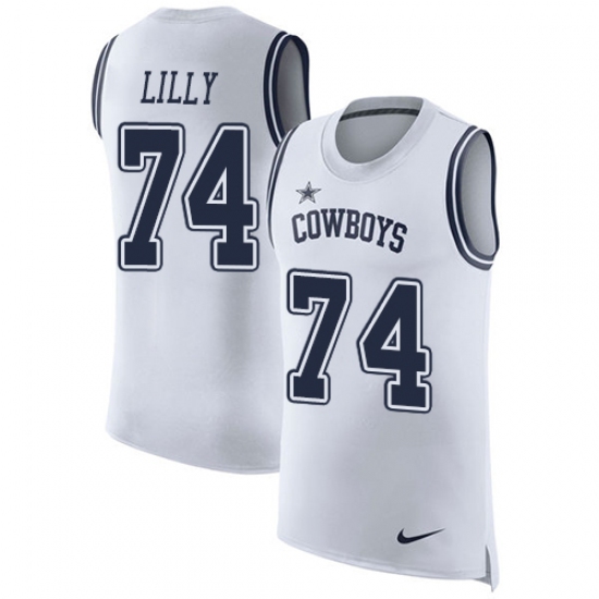 Men's Nike Dallas Cowboys 74 Bob Lilly Limited White Rush Player Name & Number Tank Top NFL Jersey