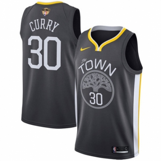 Women's Nike Golden State Warriors 30 Stephen Curry Swingman Black Alternate 2018 NBA Finals Bound NBA Jersey - Statement Edition