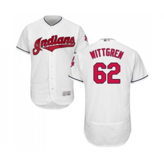 Men's Cleveland Indians 62 Nick Wittgren White Home Flex Base Authentic Collection Baseball Jersey