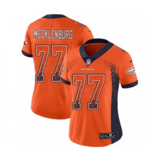 Women's Nike Denver Broncos 77 Karl Mecklenburg Limited Orange Rush Drift Fashion NFL Jersey