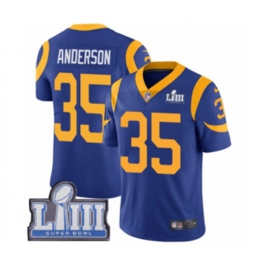 Youth Nike Los Angeles Rams 35 C.J. Anderson Royal Blue Alternate Vapor Untouchable Limited Player Super Bowl LIII Bound NFL Jersey