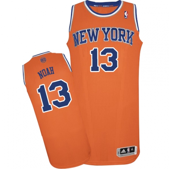 Men's Adidas New York Knicks 13 Joakim Noah Authentic Orange Alternate NBA Jersey