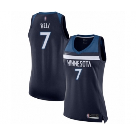 Women's Minnesota Timberwolves 7 Jordan Bell Swingman Navy Blue Basketball Jersey - Icon Edition
