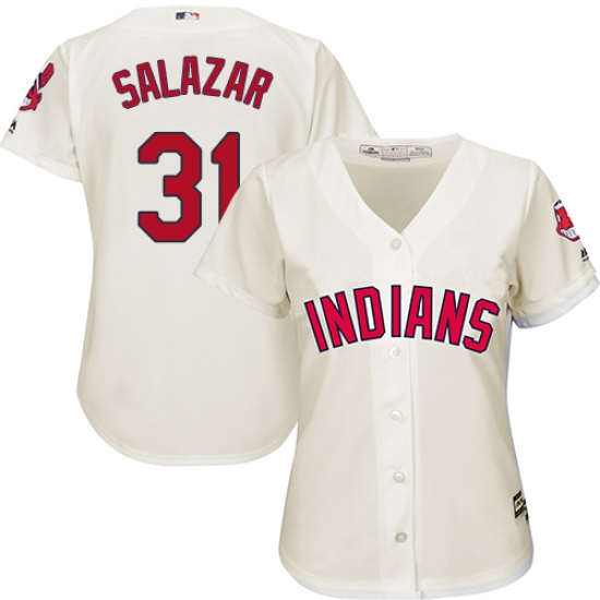 Women's Majestic Cleveland Indians 31 Danny Salazar Authentic Cream Alternate 2 Cool Base MLB Jersey