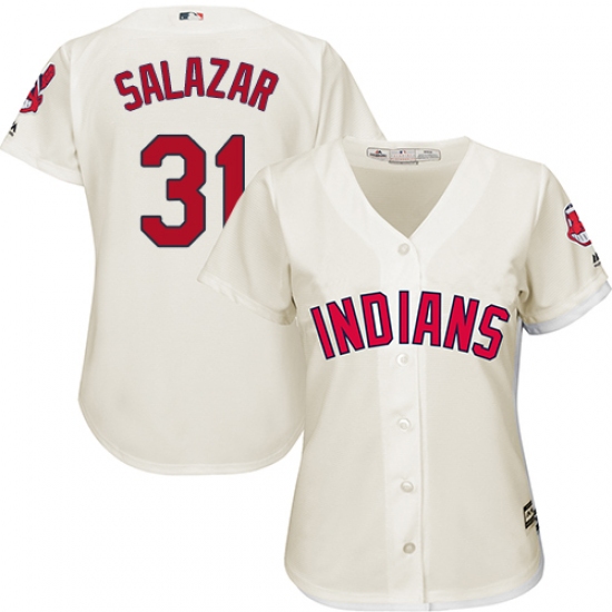 Women's Majestic Cleveland Indians 31 Danny Salazar Authentic Cream Alternate 2 Cool Base MLB Jersey