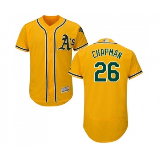 Men's Oakland Athletics 26 Matt Chapman Gold Alternate Flex Base Authentic Collection Baseball Jersey