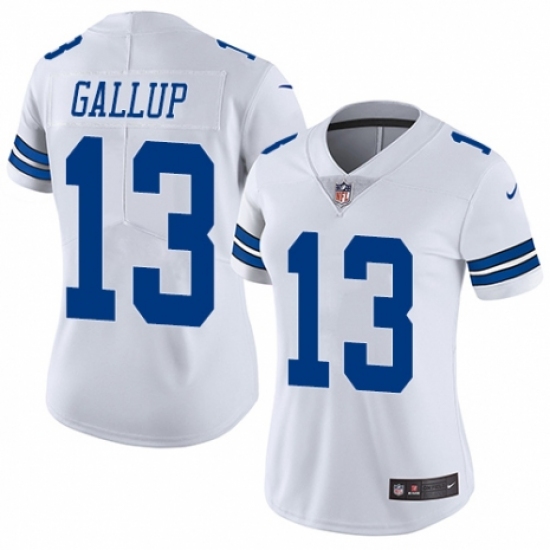 Women's Nike Dallas Cowboys 13 Michael Gallup White Vapor Untouchable Limited Player NFL Jersey