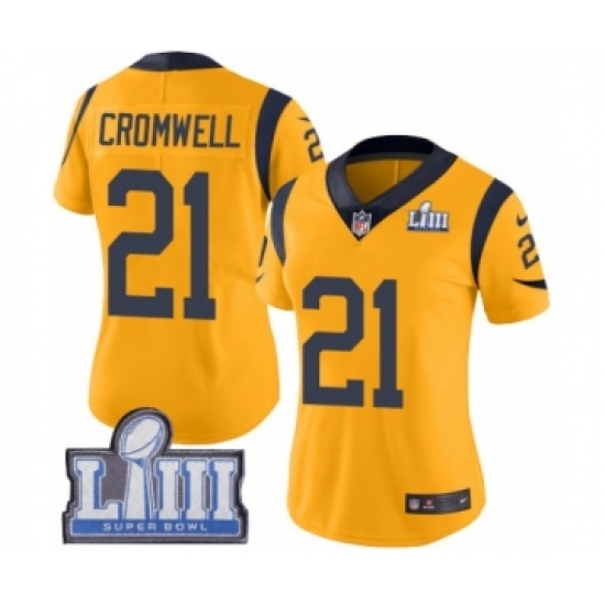 Women's Nike Los Angeles Rams 21 Nolan Cromwell Limited Gold Rush Vapor Untouchable Super Bowl LIII Bound NFL Jersey