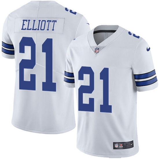 Men's Nike Dallas Cowboys 21 Ezekiel Elliott White Vapor Untouchable Limited Player NFL Jersey
