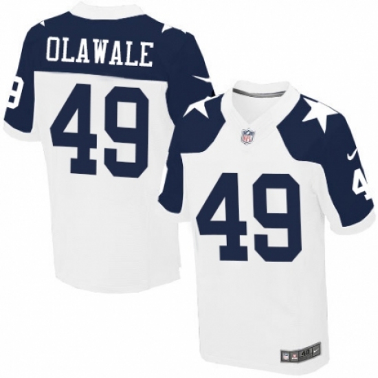 Men's Nike Dallas Cowboys 49 Jamize Olawale Elite White Throwback Alternate NFL Jersey