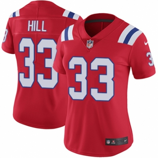 Women's Nike New England Patriots 33 Jeremy Hill Red Alternate Vapor Untouchable Limited Player NFL Jersey