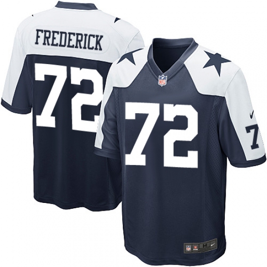 Men's Nike Dallas Cowboys 72 Travis Frederick Game Navy Blue Throwback Alternate NFL Jersey
