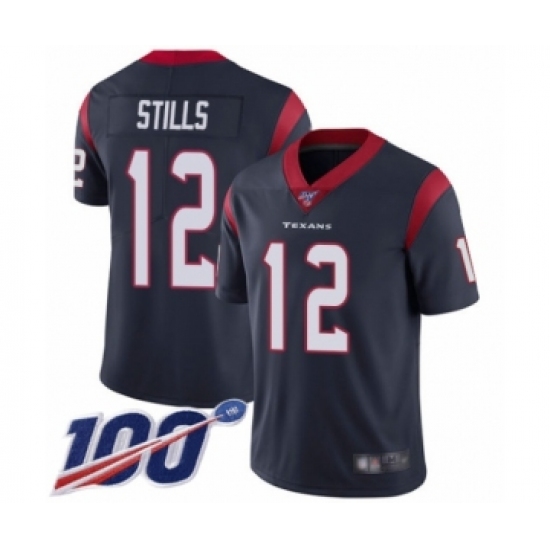 Youth Houston Texans 12 Kenny Stills Navy Blue Team Color Vapor Untouchable Limited Player 100th Season Football Jersey
