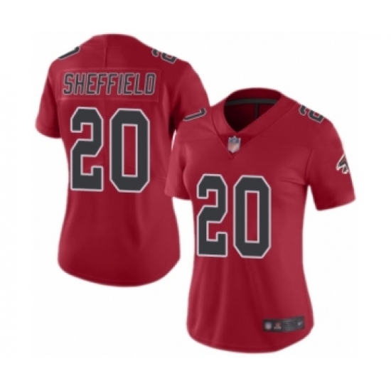 Women's Atlanta Falcons 20 Kendall Sheffield Limited Red Rush Vapor Untouchable Football Jersey