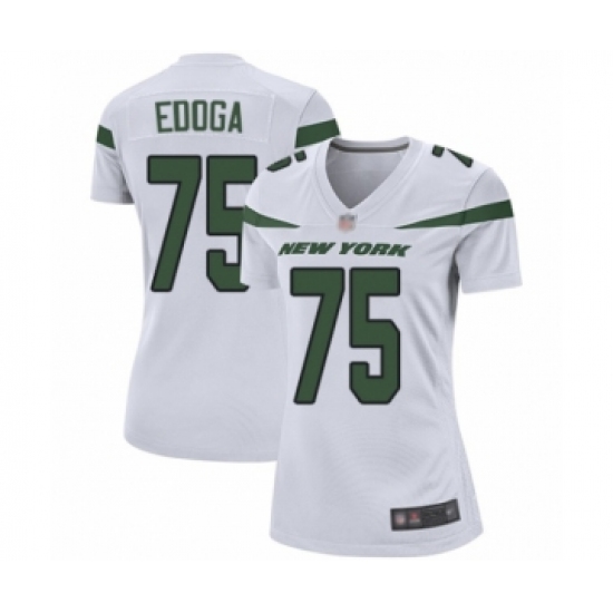 Women's New York Jets 75 Chuma Edoga Game White Football Jersey