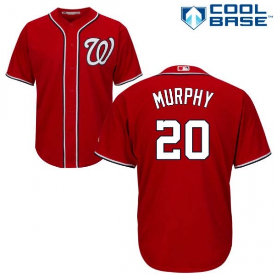 Men's Majestic Washington Nationals 20 Daniel Murphy Replica Red Alternate 1 Cool Base MLB Jersey