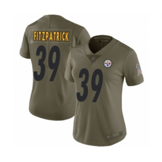 Women's Pittsburgh Steelers 39 Minkah Fitzpatrick Limited Olive 2017 Salute to Service Football Jersey