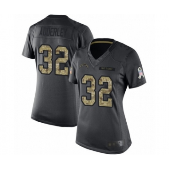 Women's Los Angeles Chargers 32 Nasir Adderley Limited Black 2016 Salute to Service Football Jersey