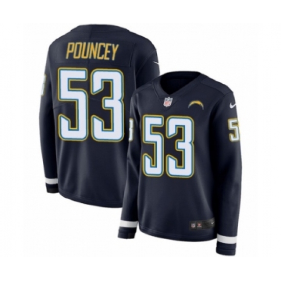 Women's Nike Los Angeles Chargers 53 Mike Pouncey Limited Navy Blue Therma Long Sleeve NFL Jersey