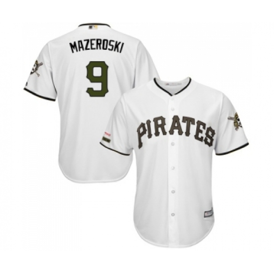Men's Pittsburgh Pirates 9 Bill Mazeroski Replica White Alternate Cool Base Baseball Jersey