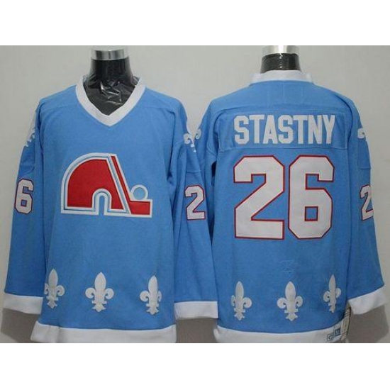 Nordiques 26 Peter Stastny Light Blue CCM Throwback Stitched NHL Jersey