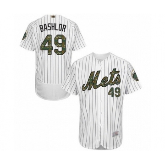 Men's New York Mets 49 Tyler Bashlor Authentic White 2016 Memorial Day Fashion Flex Base Baseball Player Jersey