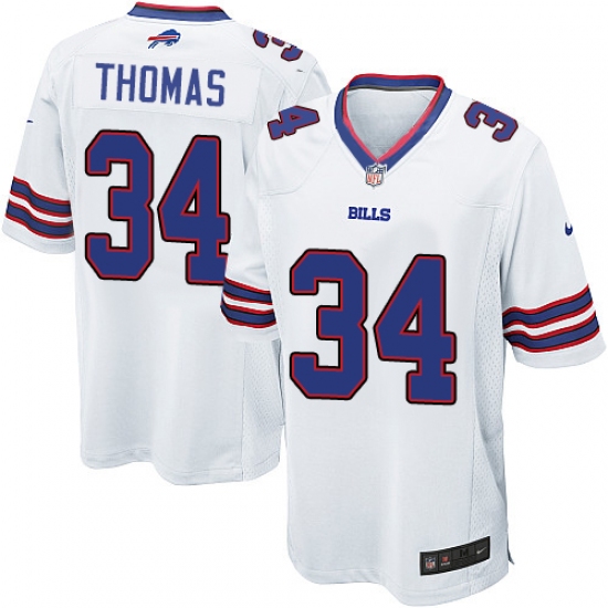 Men's Nike Buffalo Bills 34 Thurman Thomas Game White NFL Jersey