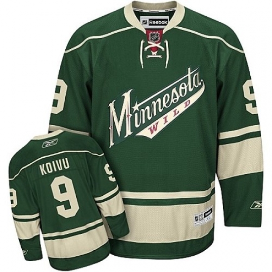 Men's Reebok Minnesota Wild 9 Mikko Koivu Authentic Green Third NHL Jersey