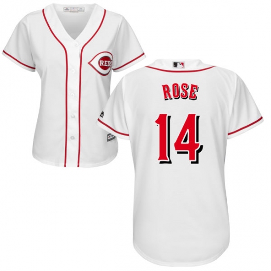 Women's Majestic Cincinnati Reds 14 Pete Rose Authentic White Home Cool Base MLB Jersey