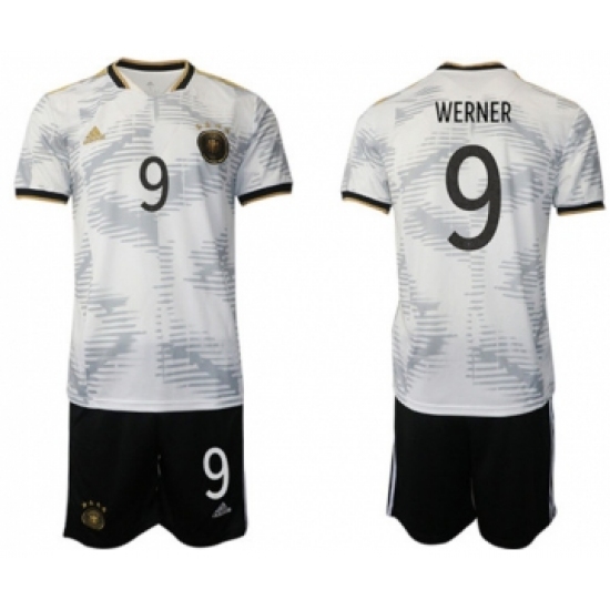 Men's Germany 9 Werner White Home Soccer Jersey Suit